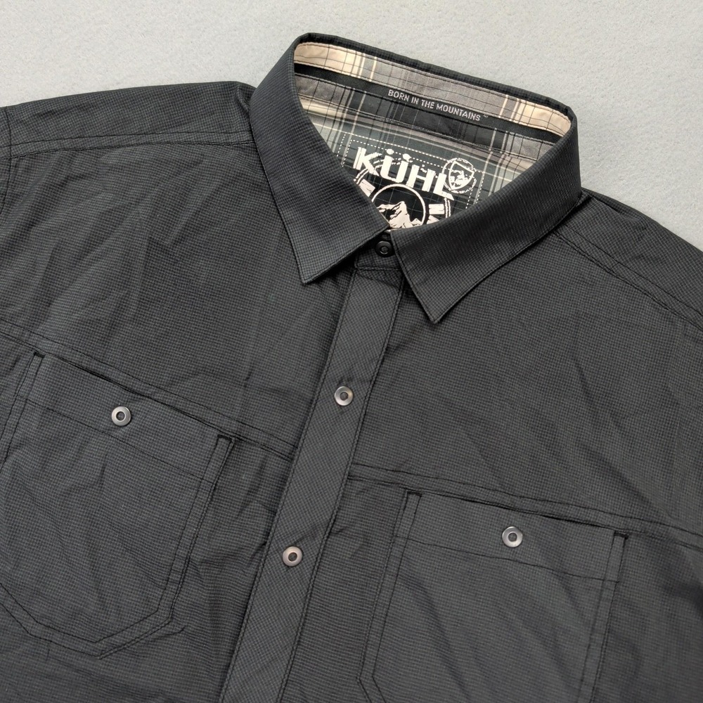Kuhl Stealth Shirt Mens Medium Dark Gray Short Sleeve Dual Chest Pockets Hiking